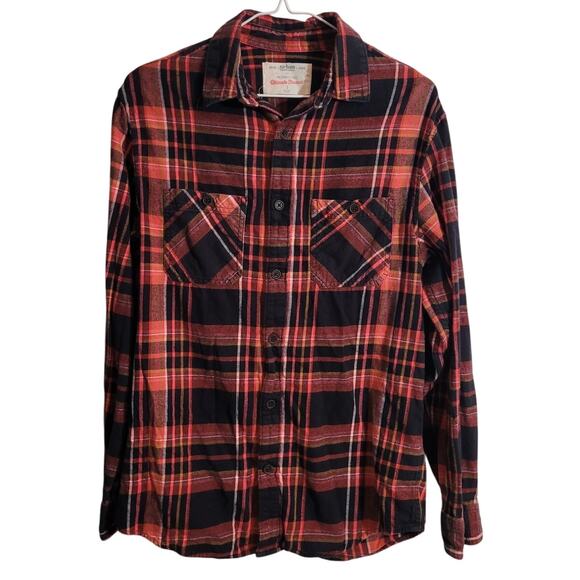 Urban Pipeline Men's Orange Plaid Flannel Shirt Size Small Outdoors Gorpcore - Picture 1 of 6